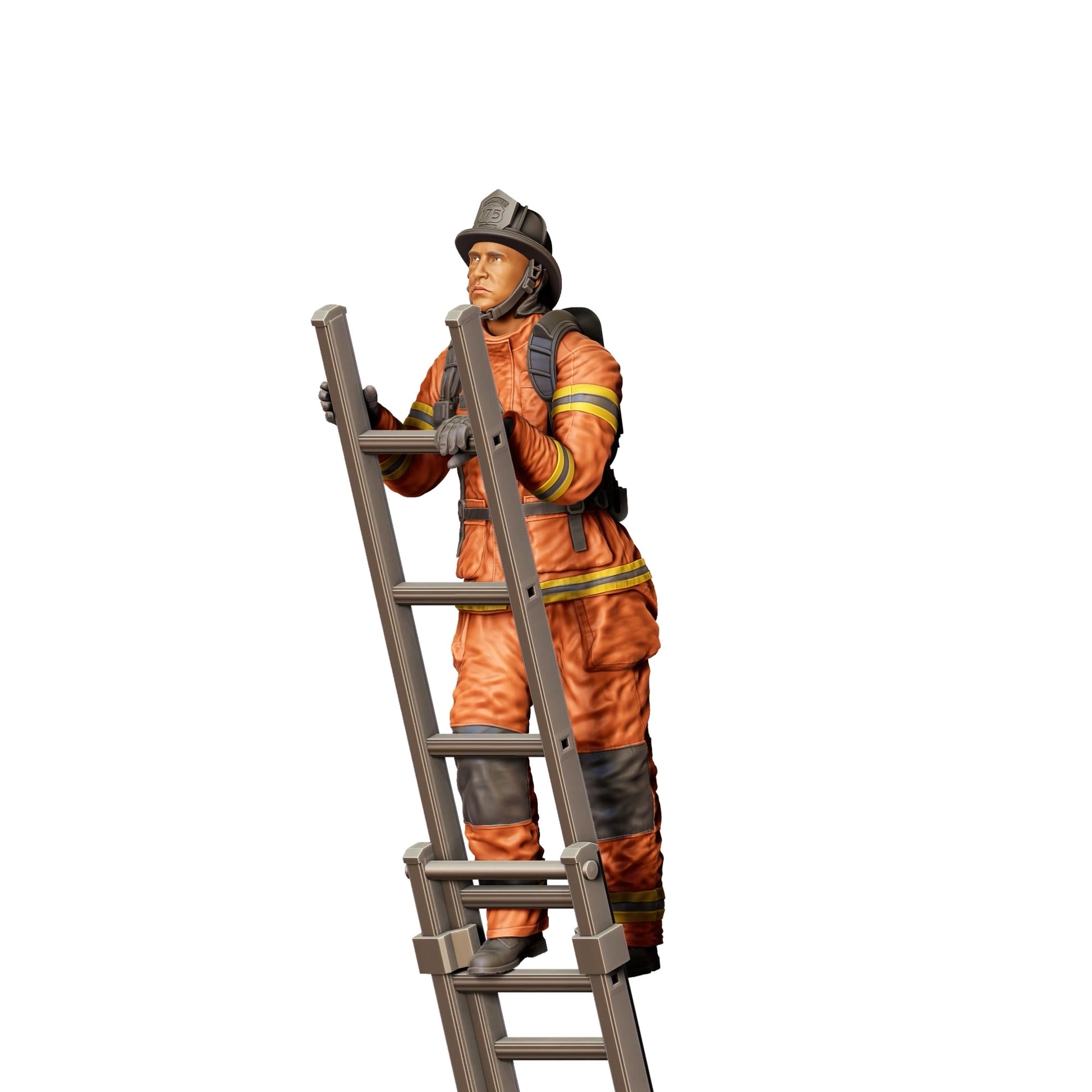 Diorama Modellbau Produktfoto 0: Feuerwehrmann Amerikanisch - Klettert Leiter hoch (Ref. Nr. 307)