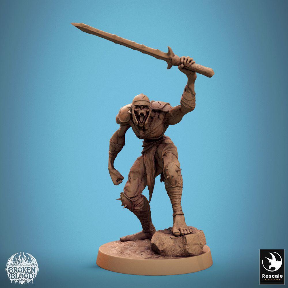 Foto do produto Tabletop 28mm Lord of the Print (LotP) 0: Miniatura Tabletop: Ghul Verwüster (Ghoul Ravager), guerreiro não-morto com lâmina serrilhada - campeão sombrio e lutador monstruoso (24_11_C37)