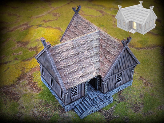 Produktfoto Tabletop 28mm Geländeteile, Häuser, Dekoration und Bits von Creation Conquest (CC)  0: Haus des Händlers - Kingdom Of Saxonia - Mittelalterliches Dorf der Pferdeherren