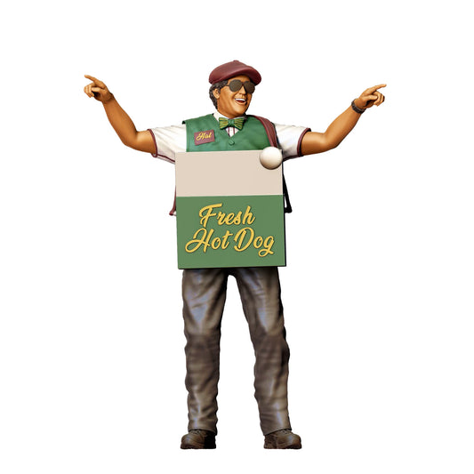 Diorama Modellbau Produktfoto 0: Hotdog-Verkäufer mit Bauchladen – Figur mit Mütze und Weste (Ref. Nr. 409)