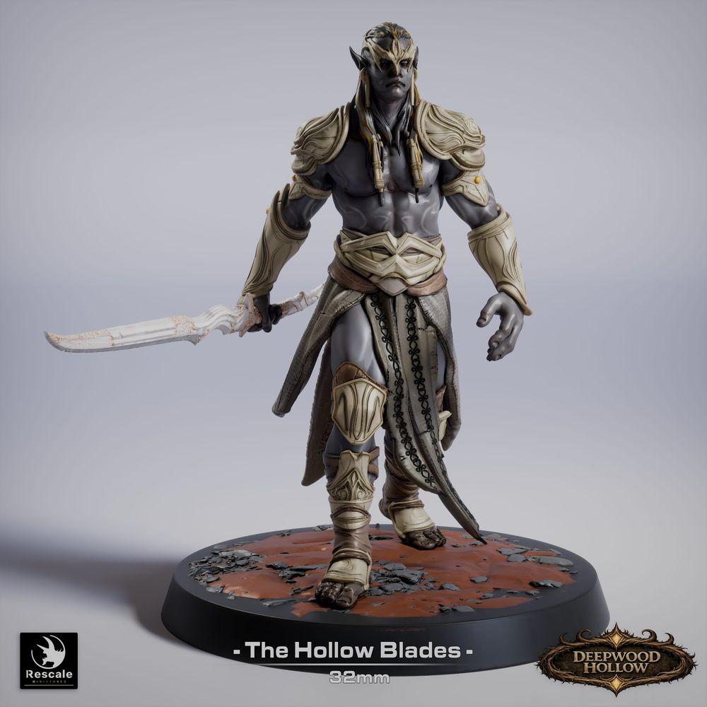 Imagem do produto Tabletop 28mm Lord of the Print (LotP) 0: Tabletop Miniatura: Dunkelelf Dark Elf Schwertkämpfer, Klingenmeister, guerreiro elfo em marcha e duelista com cimitarra ornamentada (26_03_G14)