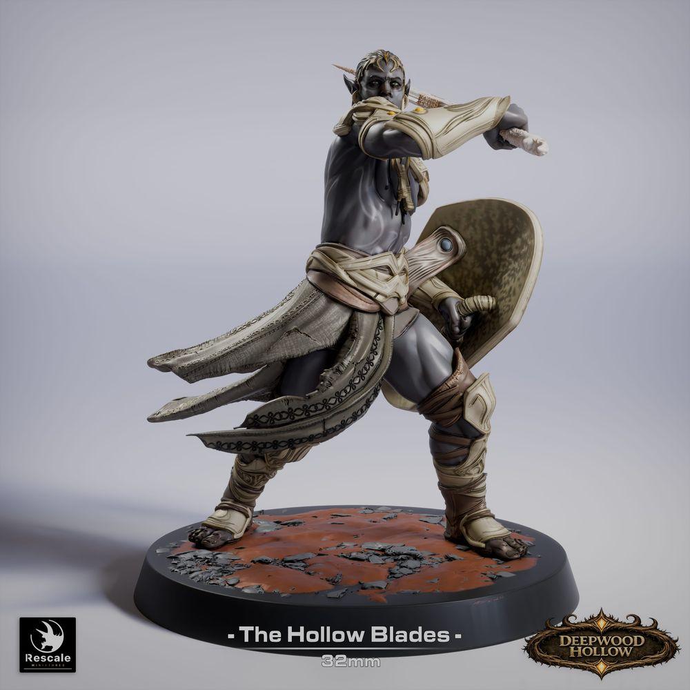 Foto do produto Tabletop 28mm Lord of the Print (LotP) 0: Figura de Fantasia: Guerreiro Escuro, Duelista e Combatente Corpo-a-Corpo com Sabre Curto e Escudo - Dark Elf (26_03_G8)