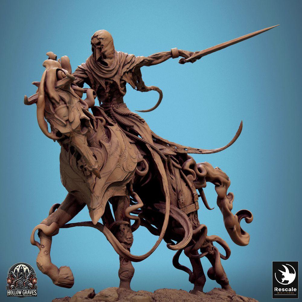 Foto do produto Tabletop 28mm Lord of the Print (LotP) 0: Miniatura de Tabletop: Cavaleiro Sombrio a Cavalo, Cavaleiro da Morte com Espada Longa, Cavalaria Morta-Viva em Cavalo do Terror em Ataque Tempestuoso (24_10_C1)