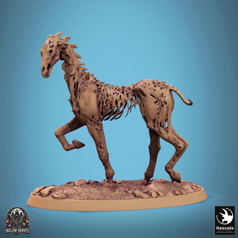 Imagem do produto Tabletop 28mm Lord of the Print (LotP) 0: Miniatura de Tabletop: Cavalo Morto - Esqueleto, Montaria Zumbi, Cavalo de Tumba, Cavalo do Terror Doomstride (24_10_C7)