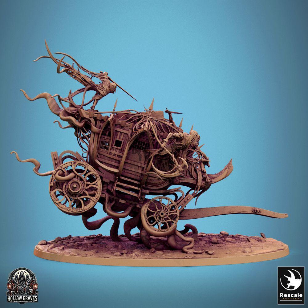 Foto do produto Tabletop 28mm Lord of the Print (LotP) 0: Miniatura de Tabletop: Carro dos Mortos / Phantom Coach - Máquina de Guerra Demoníaca, Carro de Horror, Plataforma de Cerco com Lacaios e Armas de Vara (24_10_F1)