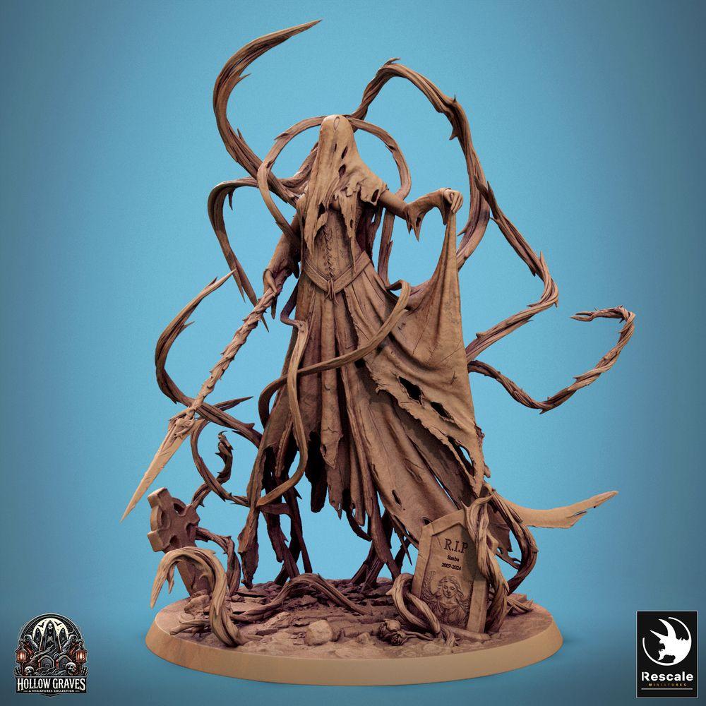 Produktfoto Tabletop 28mm Lord of the Print (LotP) 0: Tabletop Miniatur: Rachsüchtige Banshee / Wraith - untote Zauberwirkerin mit dornenbewehrter Stangenwaffe (24_10_H)