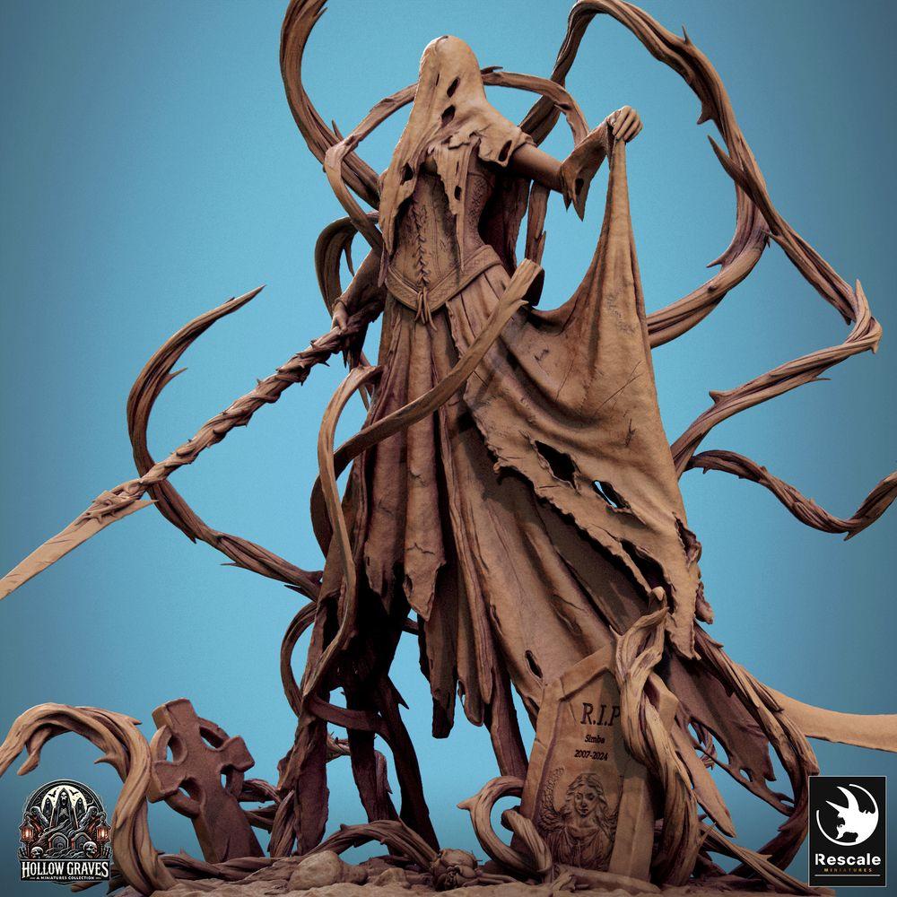 Produktfoto Tabletop 28mm Lord of the Print (LotP) 0: Tabletop Miniatur: Rachsüchtige Banshee / Wraith - untote Zauberwirkerin mit dornenbewehrter Stangenwaffe (24_10_H)