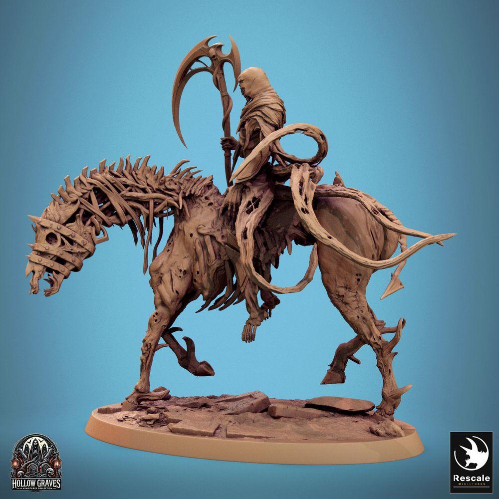 Immagine del prodotto Tabletop 28mm Lord of the Print (LotP) 0: Miniatura da tavolo: Cavaliere non morto su cavallo scheletrico, mietitore Sensenreiter, cavaliere della morte, leader della cavalleria scheletrica con polearm a falce (24_10_E2)