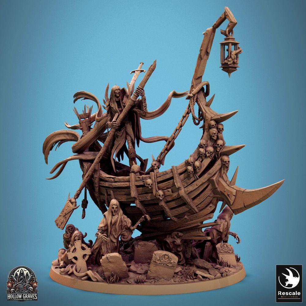 Product photo Tabletop 28mm Lord of the Print (LotP) 0: Tabletop miniature: Undead ghost captain and ferryman on ghost ship - Necromancer, leader of the undead, with staff and longsword - G Zaltryn the Waverender (24_10_G)