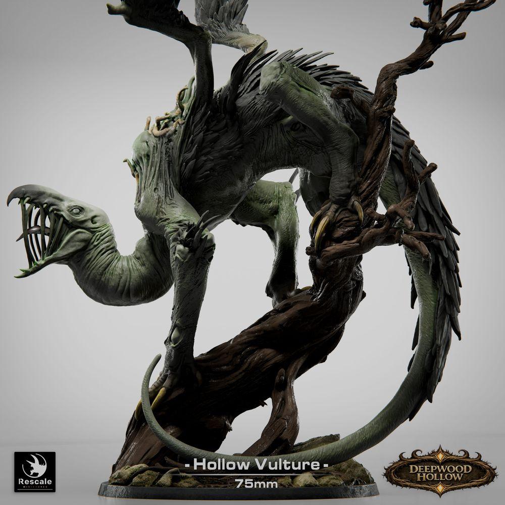 Foto do produto Tabletop 28mm Lord of the Print (LotP) 4: Tabletop Miniatura: Demônio Abutre / Hollow Vulture - quimera voadora, pássaro do terror em queda com garras, asas rasgadas e cauda de chicote (26_03_D1)