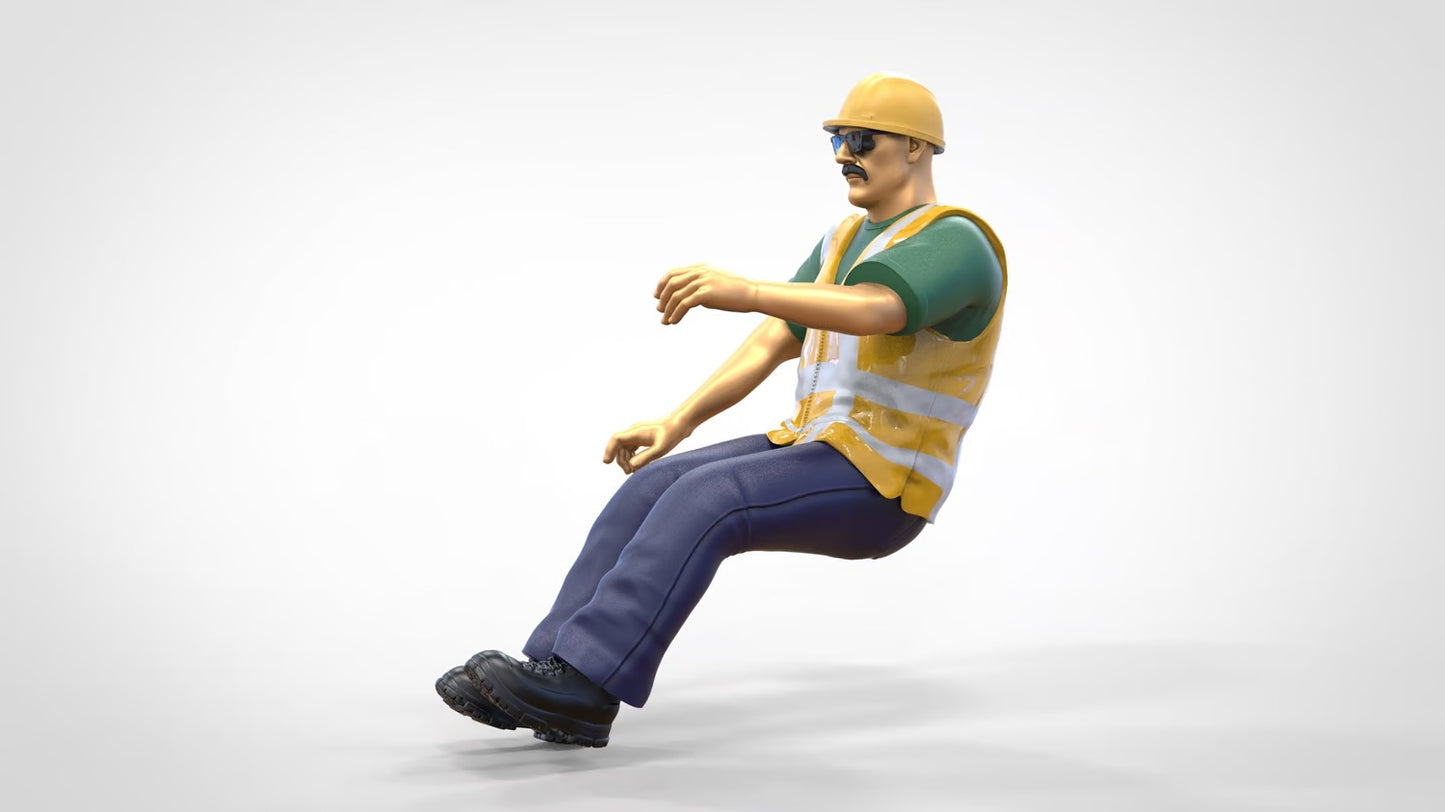 Produktfoto  0: Bauarbeiter Fahrer - Mit Helm und Sonnenbrille - Im Fahrzeug