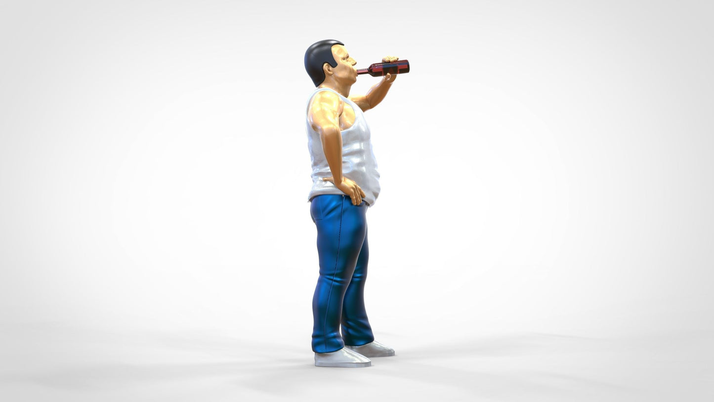 Produktfoto  0: Mann mit Bierflasche und Bierbauch