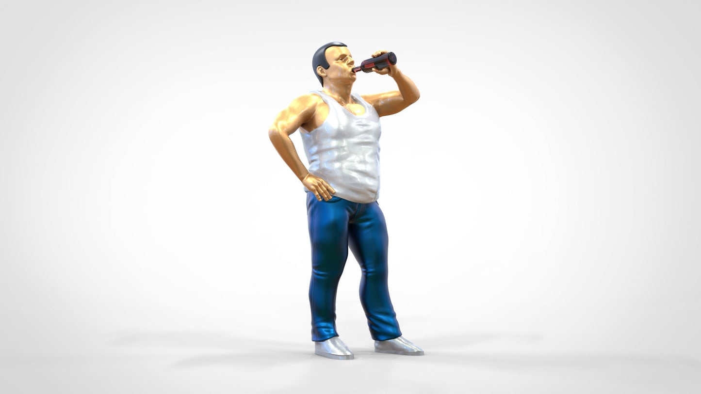 Produktfoto  0: Mann mit Bierflasche und Bierbauch
