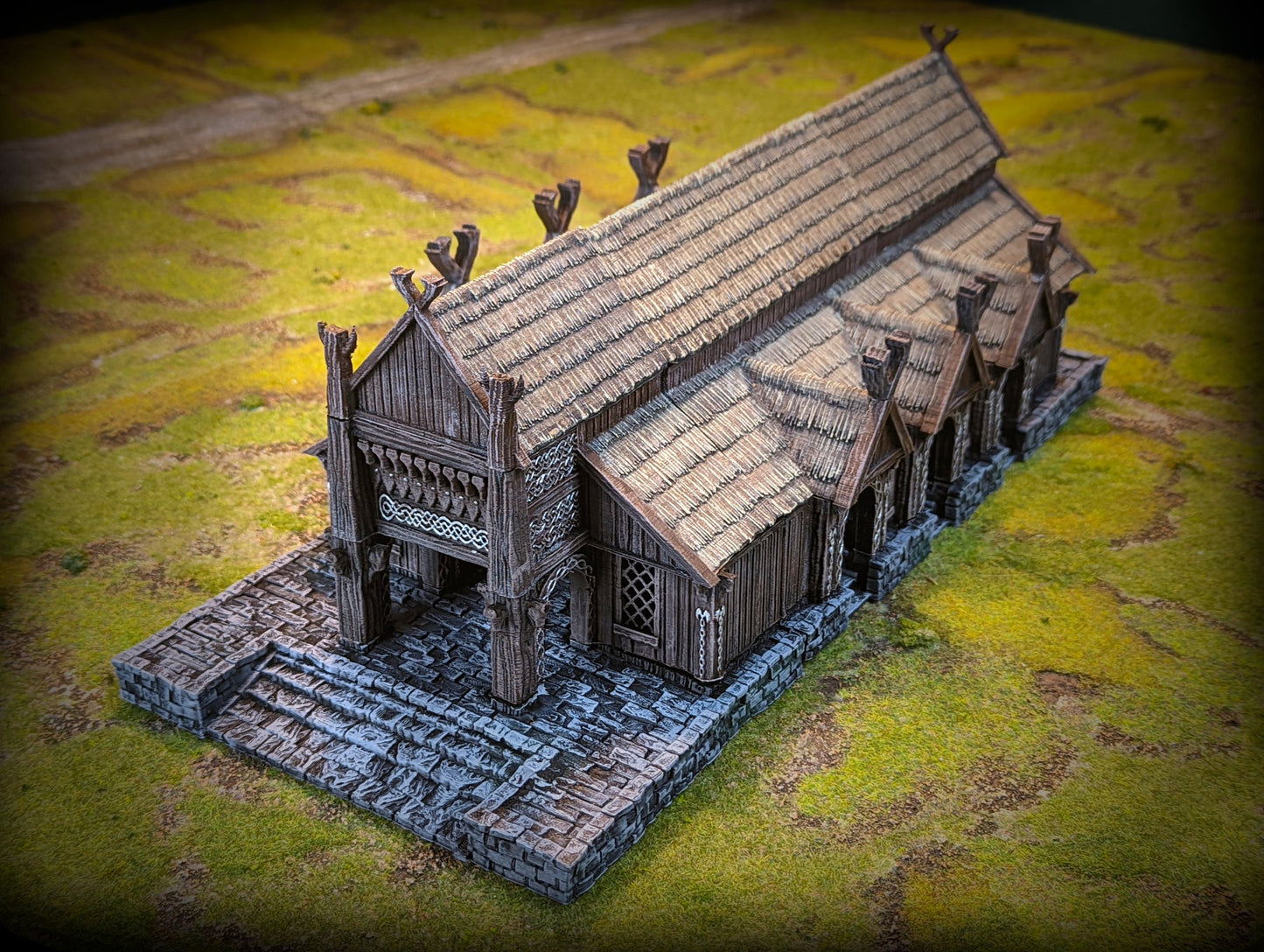 Produktfoto Tabletop 28mm Geländeteile, Häuser, Dekoration und Bits von Creation Conquest (CC)  0: Die Große Halle - Kingdom Of Saxonia - Mittelalterliches Dorf der Pferdeherren