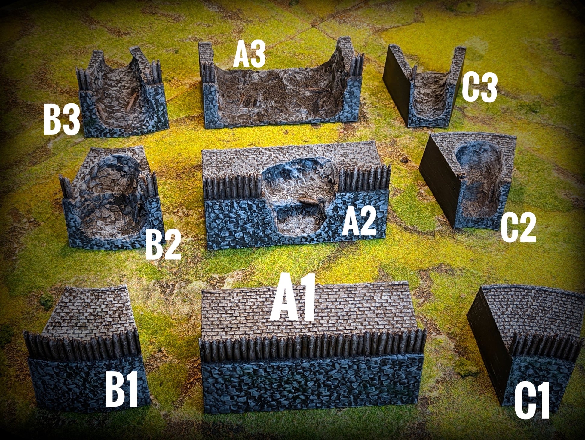 Produktfoto Tabletop 28mm Geländeteile, Häuser, Dekoration und Bits von Creation Conquest (CC)  0: Stadtmauer A1- Kingdom Of Saxonia - Mittelalterliches Dorf der Pferdeherren