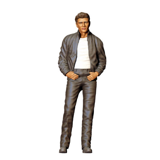 Man in leather look with T-shirt – figure with cool posture (Ref. No. 408)