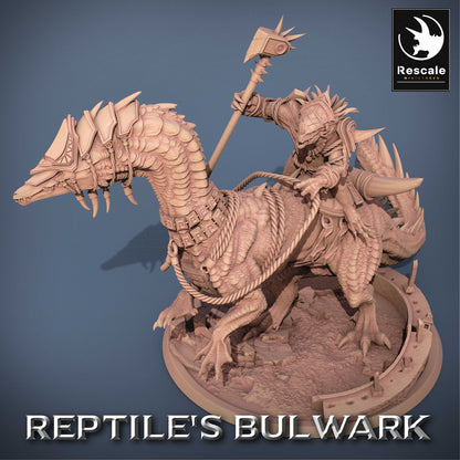Imagem do produto 4 de 7: Miniatura de Tabletop: Cavaleiro Lagarto / Guerreiro Lagarto em Montaria de Dinossauro, Cavalaria de Saurídeos, Cavaleiro de Bestas com Clava de Duas Mãos (23_06_C10)