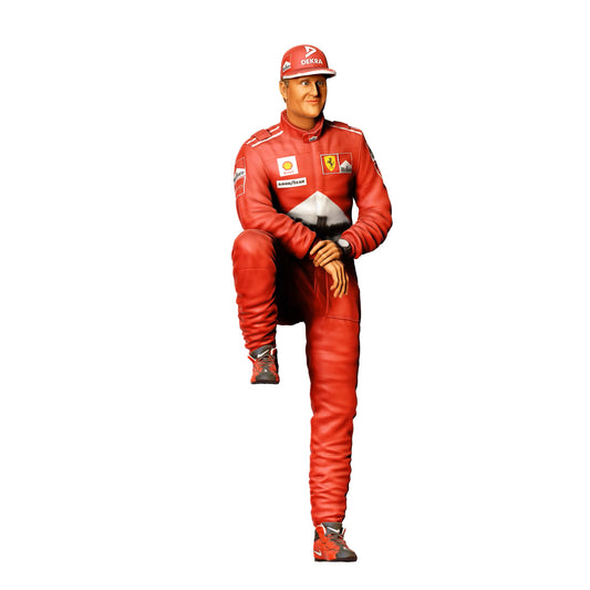 Diorama Modellbau Produktfoto 0: Rennfahrer mit Basecap – Figur im Overall mit erhobenem Knie (Ref. Nr. 413)