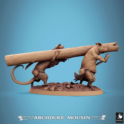 Foto do produto Tabletop 28mm Lord of the Print (LotP) 1: Miniatura de Tabletop: Dupla de Transportadores de Rato-Homem - Equipe de Pioneiros com Carga Explosiva ou de Aríete, Arma de Cerco, Unidade de Wargame e Proxies de Skirmish (25_07_Q11)
