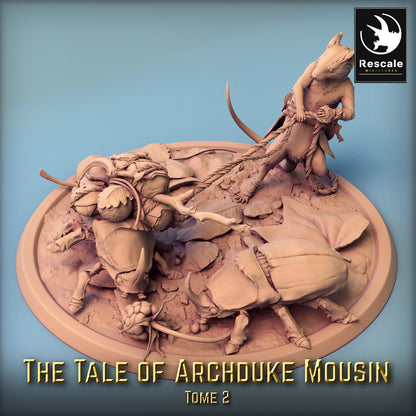 Immagine del prodotto 2 di 4: Miniatura da tavolo: Topo-Maestro delle Bestie con due Scarabei Giganti, Maestro degli Animali e Scout della Foresta su Base di Diorama - Proxy per Skirmish Wargaming, Pezzo da Esposizione (23_11_G4)