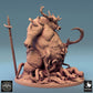 Product photo Tabletop 28mm Lord of the Print (LotP) 0: Tabletop miniature: Plague Demon, Demon Lord - corpulent giant monster and tentacle beast with executioner's axe and trophy staff, roaring with horned crown and torn belly (24_08_B1)