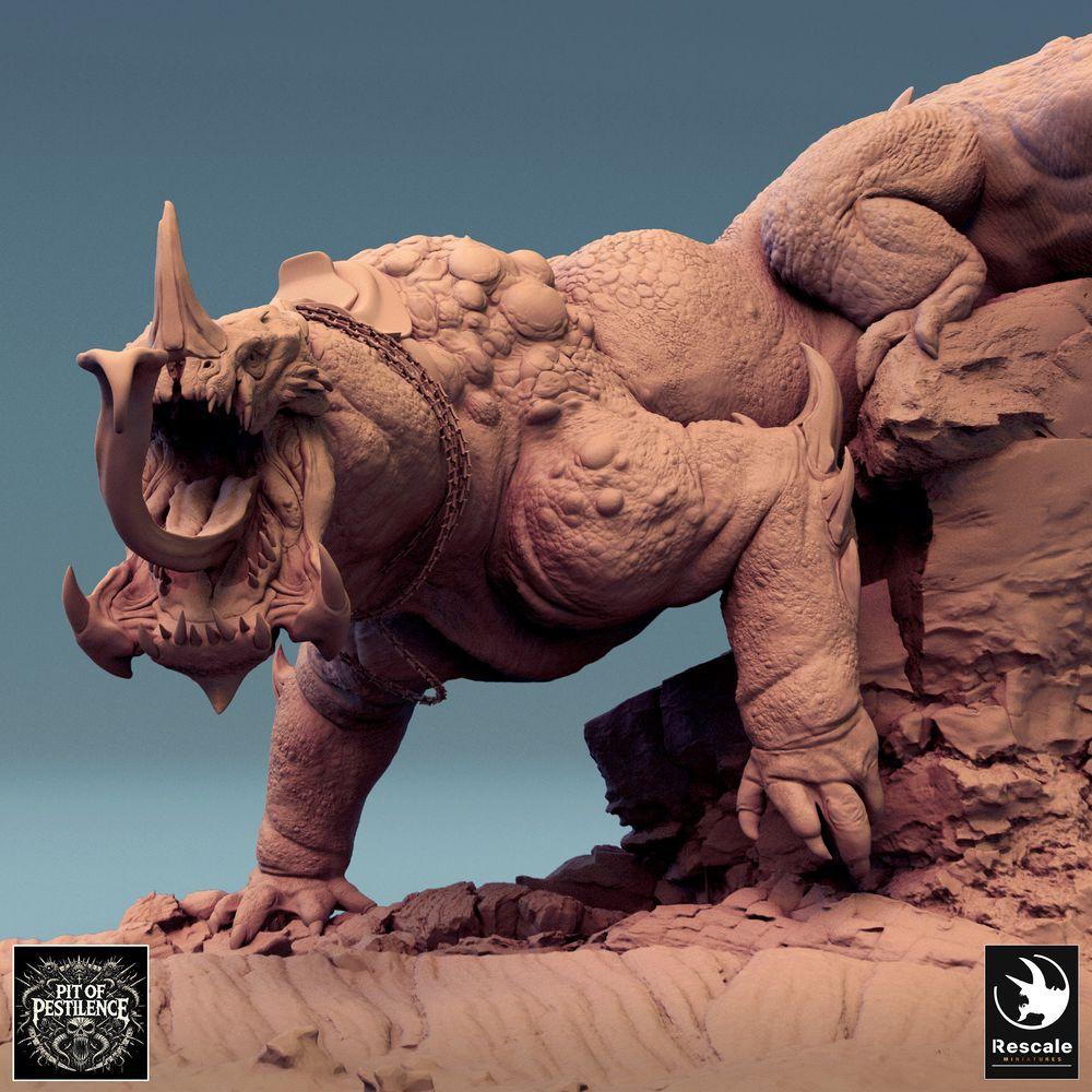 Zdjęcie produktu Tabletop 28mm Lord of the Print (LotP) 0: Miniatura Tabletop: Jeździec bestii na bestii jaszczurki - Barbarzyński mistrz z halabardą, demoniczny wierzchowiec, boss, sceniczna podstawa (24_08_C1)