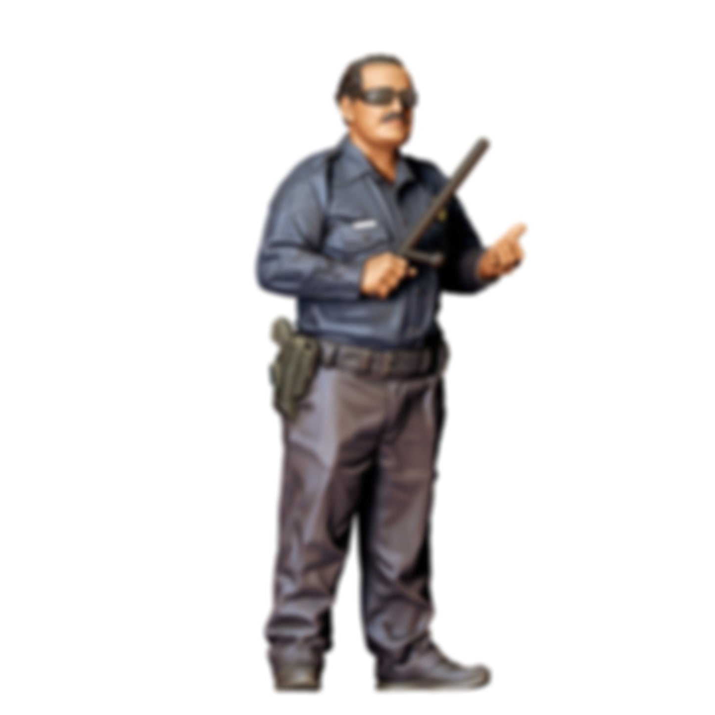 3DP Miniatures 0: Stehende Figur: Polizist mit Schlagstock & Holster am Gürtel (Ref. Nr. 498)