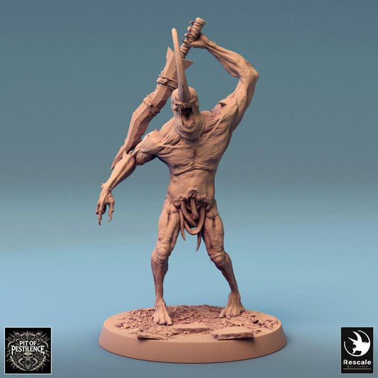 Zdjęcie produktu Tabletop 28mm Lord of the Print (LotP) 0: Miniatura Tabletop: Horndemon Demon Spawn - Mutant Berserker z dwuręcznym, ząbkowanym wielkim mieczem, boss w walce wręcz (24_08_F19)