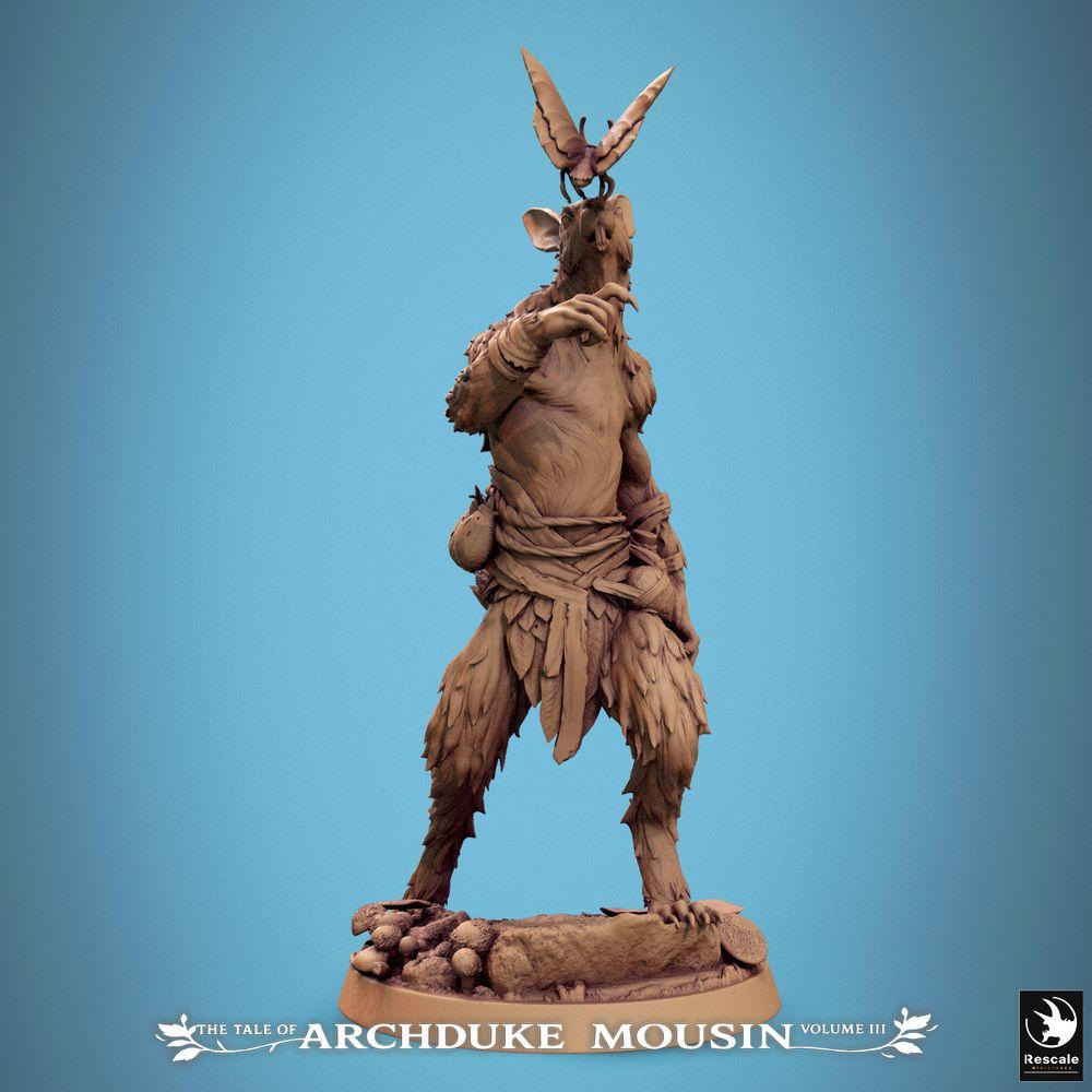 Foto do produto Tabletop 28mm Lord of the Print (LotP) 0: Miniatura Tabletop: Xamã Rato - Druida Rato, Xamã da Floresta, Vidente Tribal com Espírito de Borboleta, Líder de Warband, Conjurador (25_07_Q29)