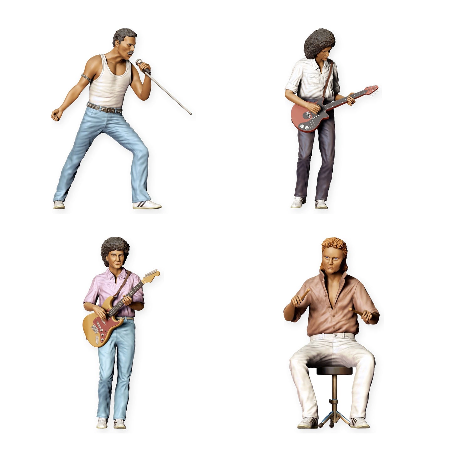 Diorama Figuren-Set: Klassische Rockband (Nr. S109) – STL-geprüfte Übersicht aller enthaltenen unbemalten Resinfiguren