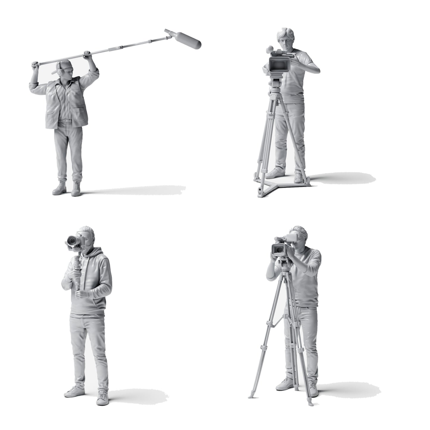 Diorama Figuren-Set: Kamerateam und Filmproduktion (Nr. S81) – Studioübersicht aller enthaltenen unbemalten Resinfiguren, geprüft 2026-08-30
