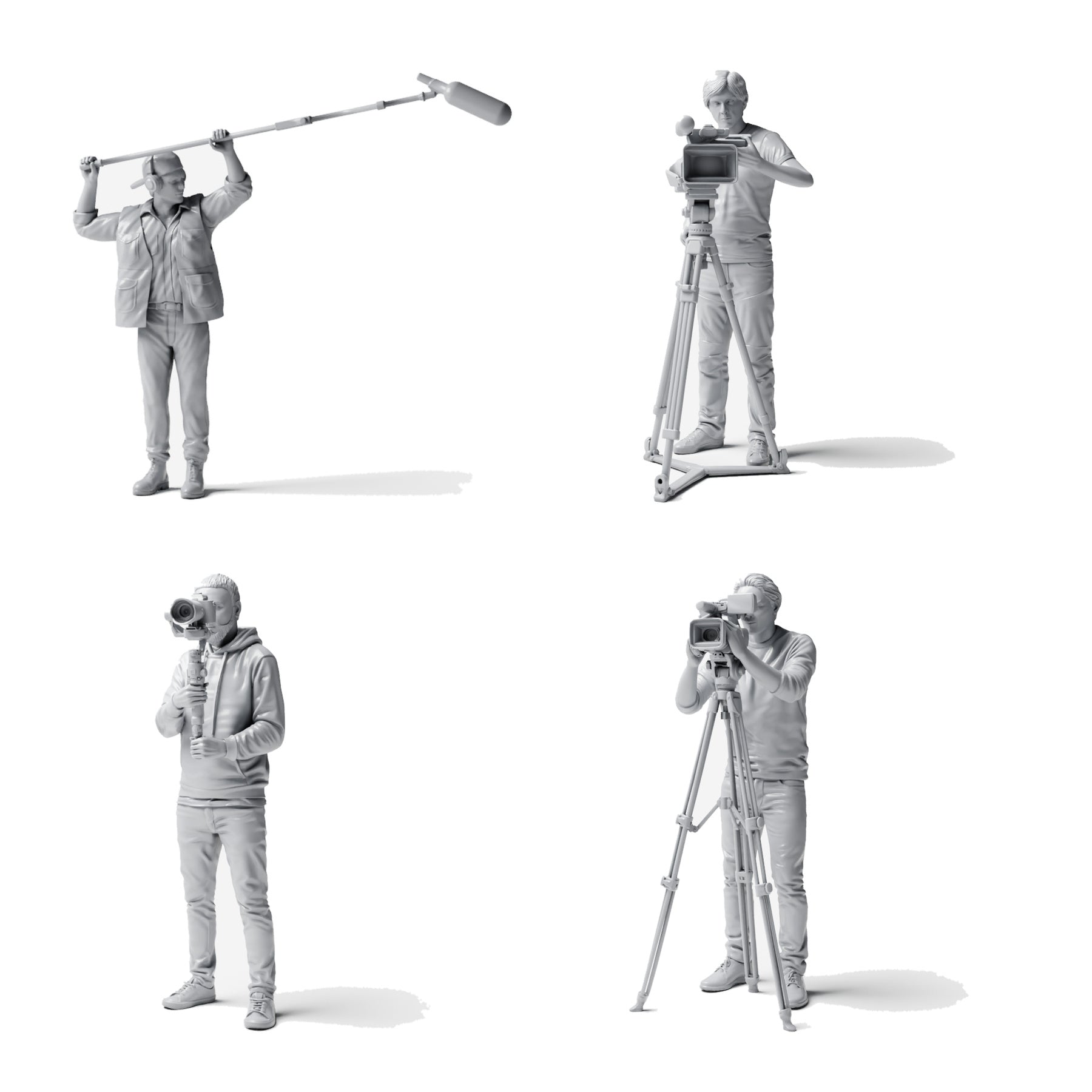 Diorama Figuren-Set: Kamerateam und Filmproduktion (Nr. S81) – Studioübersicht aller enthaltenen unbemalten Resinfiguren, geprüft 2026-08-30