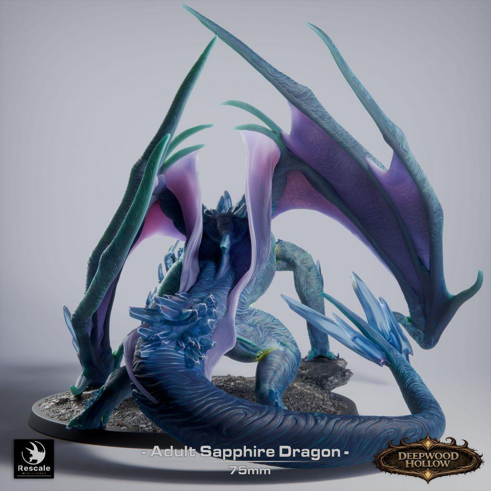 Imagem do produto Tabletop 28mm Lord of the Print (LotP) 0: Tabletop Miniatura: Saphirdrache (Sapphire Dragon, adulto), Cristal Dragon, Dragão de Pedra Preciosa, Dragão Grande, Monstro Chefe, pronto para saltar, ataque de respiração (26_03_C1)