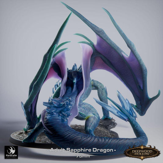 Imagem do produto Tabletop 28mm Lord of the Print (LotP) 0: Tabletop Miniatura: Saphirdrache (Sapphire Dragon, adulto), Cristal Dragon, Dragão de Pedra Preciosa, Dragão Grande, Monstro Chefe, pronto para saltar, ataque de respiração (26_03_C1)