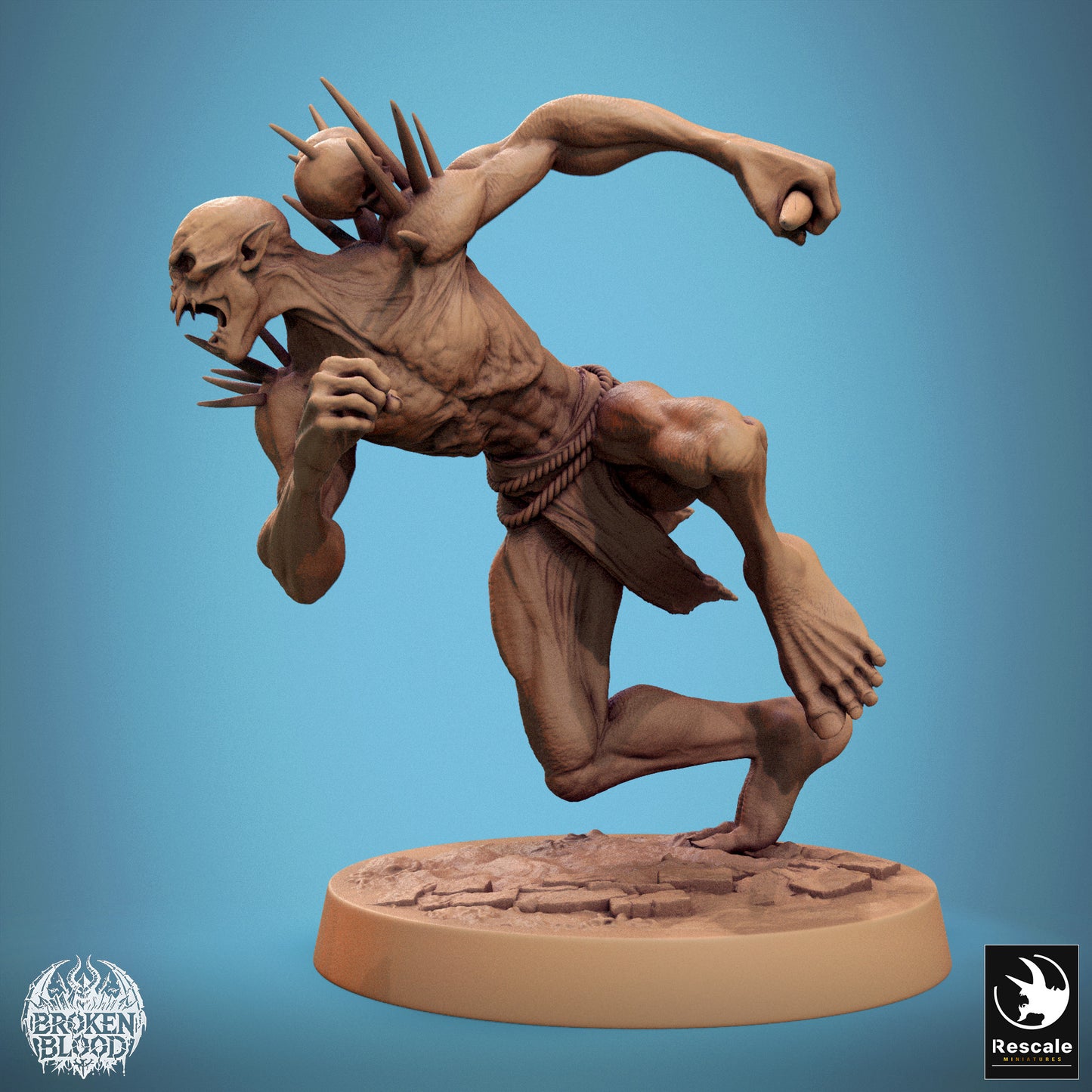 Zdjęcie produktu Tabletop 28mm Lord of the Print (LotP) 1: Figurka fantasy: Dzikie Ghule Piekielna Potomstwo - szalejący demon-berserker, bliskozasięgowy rzeźnik z pazurami, kostnymi kolcami i trofeami (24_11_B5)