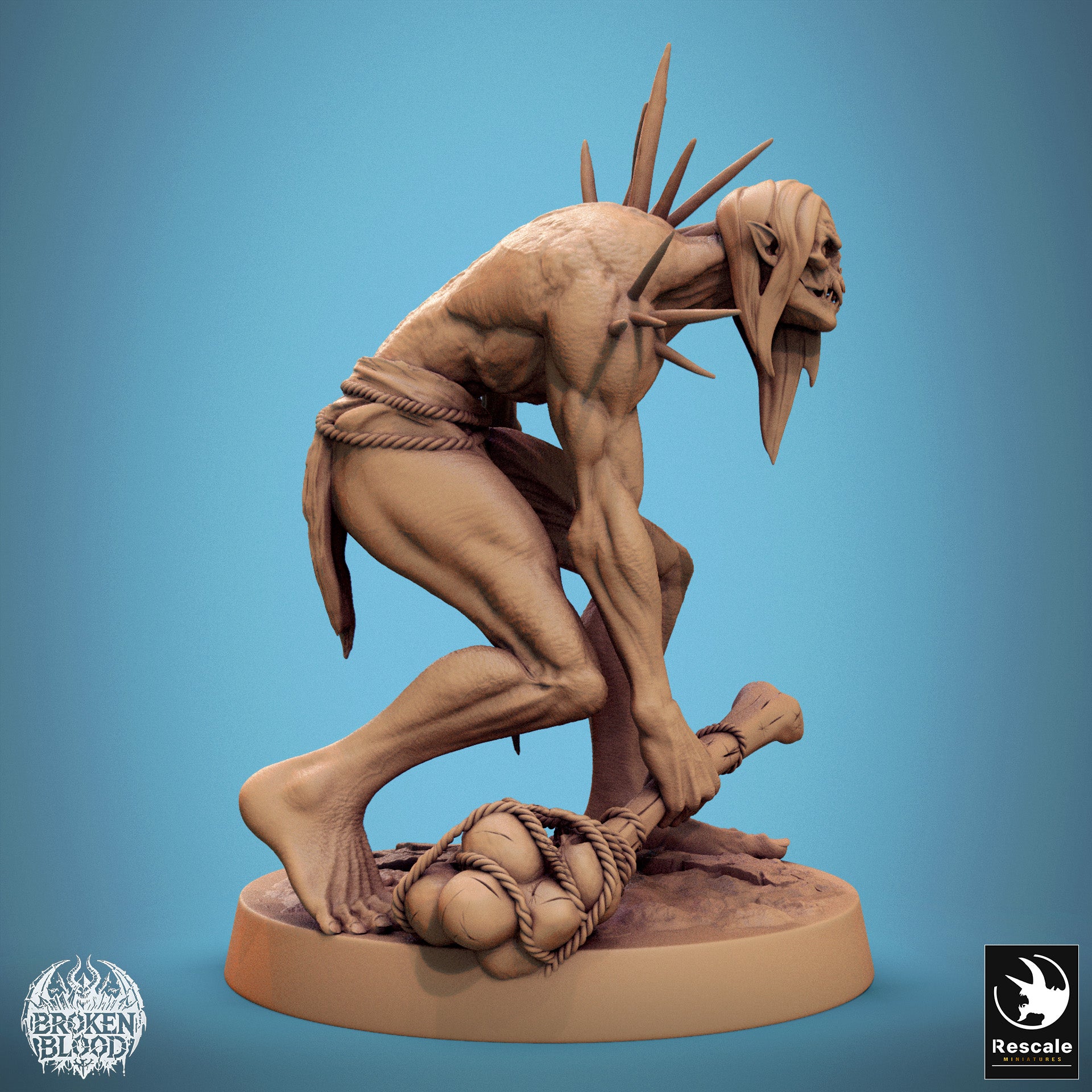 Foto do produto Tabletop 28mm Lord of the Print (LotP) 1: Figura de Fantasia: Guerreiro Ghoul Selvagem com Clava de Osso e Daga de Osso - Mutante Morto-Vivo, Horror Espinhoso, Chefe de Masmorra (24_11_B21)