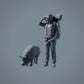 Figuras de Animais de Fazenda: Porco Pastando - Berkshire Pig (a036)
