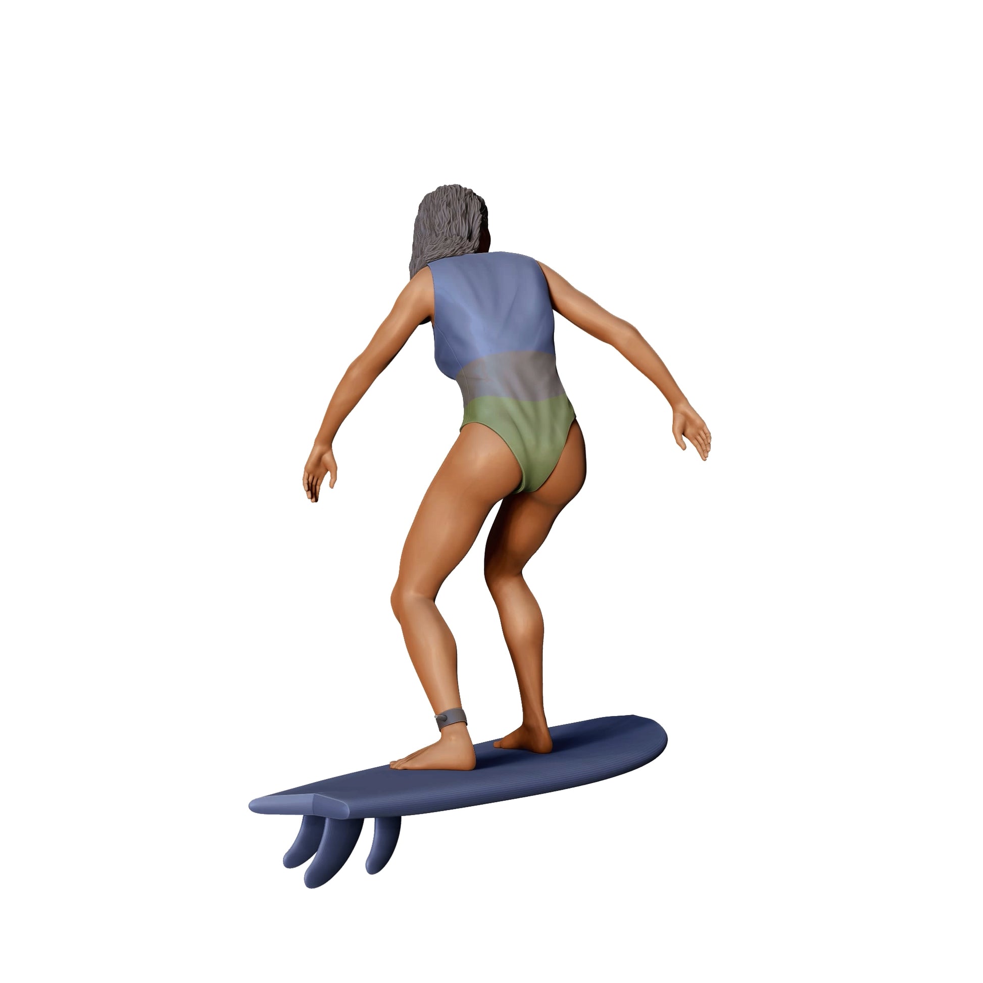 Produktfoto Diorama und Modellbau Miniatur Figur: Wellenreiterin: Surferin auf Surfbrett am Meer