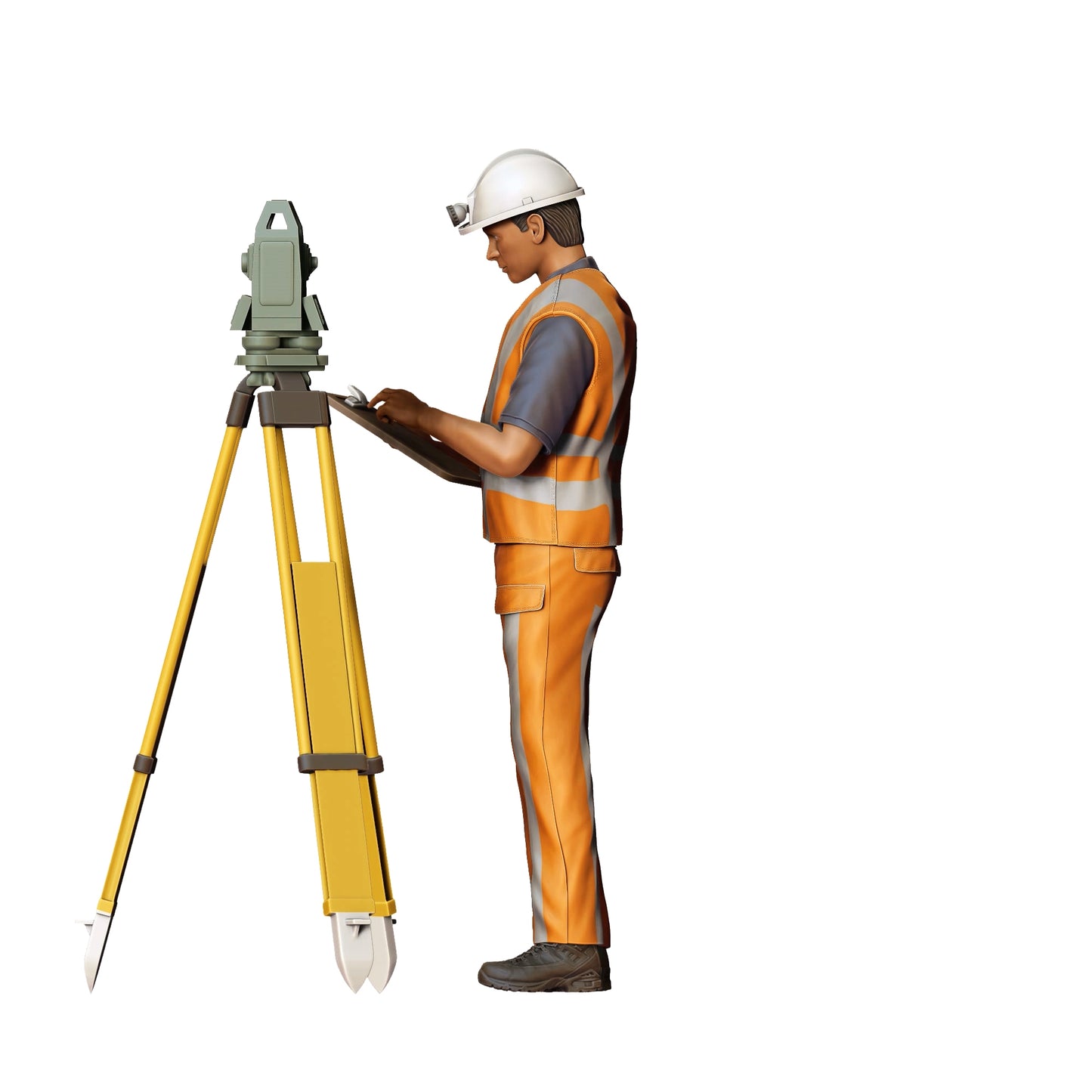 Produktfoto  0: Straßenarbeiter mit Stativ: Landvermesser auf der Baustelle