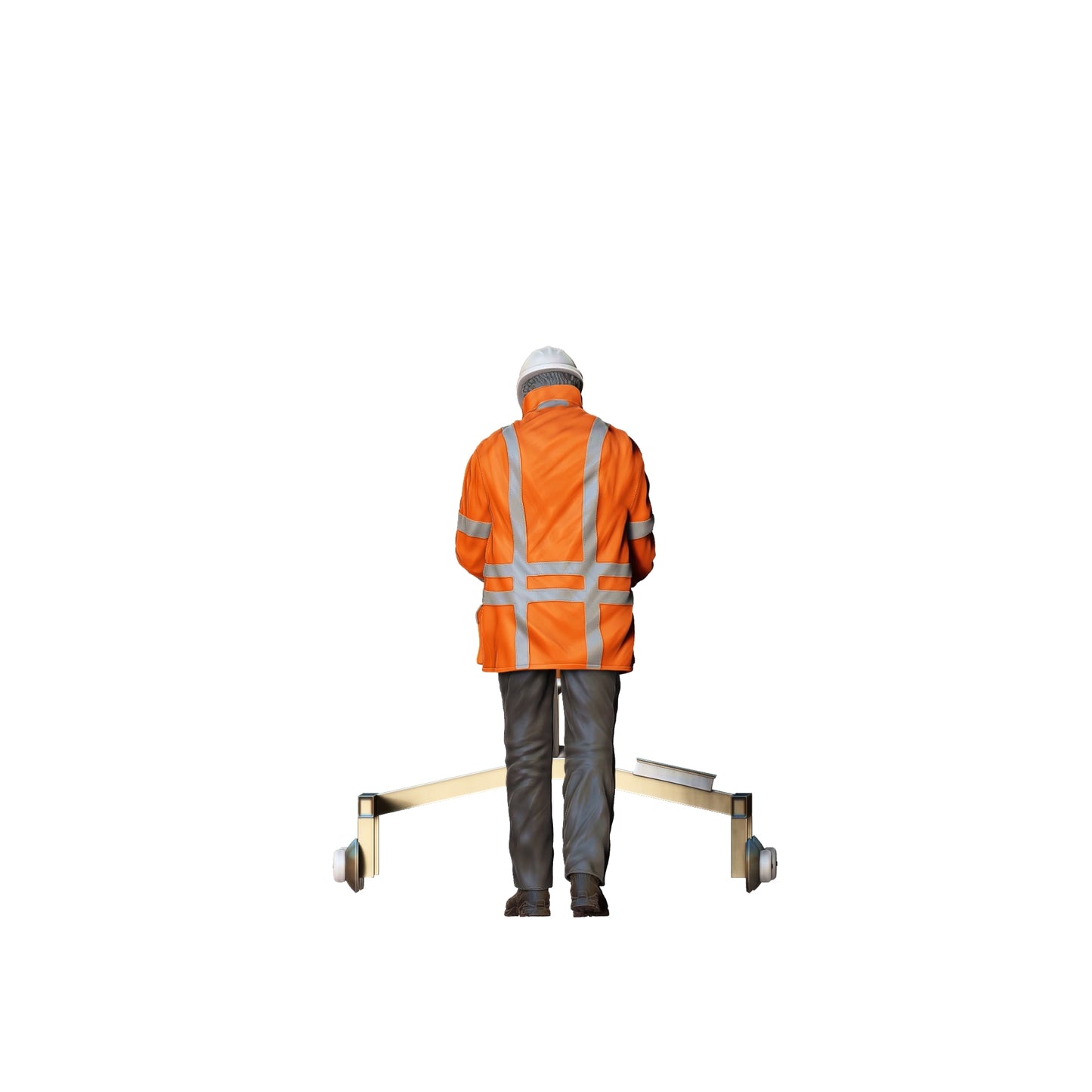 Produktfoto  0: Straßenarbeiter mit Messwagen: Landvermesser auf der Baustelle