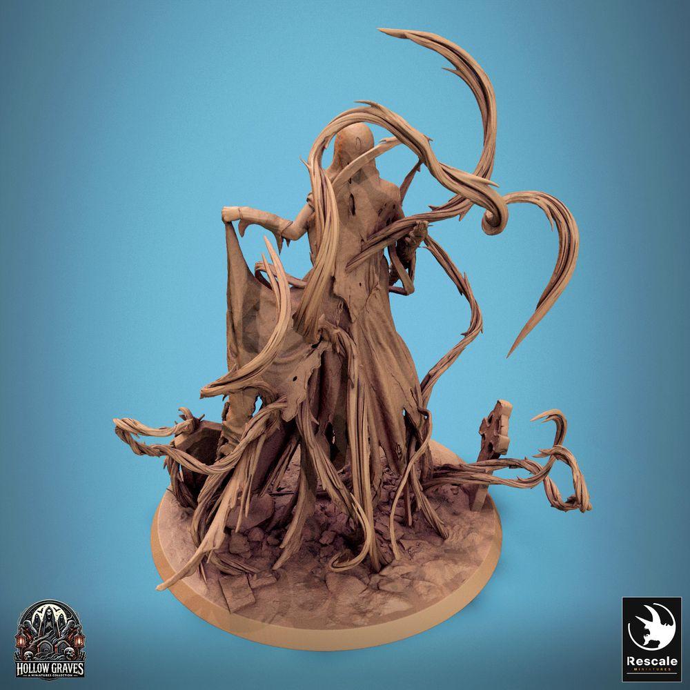 Produktfoto Tabletop 28mm Lord of the Print (LotP) 0: Tabletop Miniatur: Rachsüchtige Banshee / Wraith - untote Zauberwirkerin mit dornenbewehrter Stangenwaffe (24_10_H)