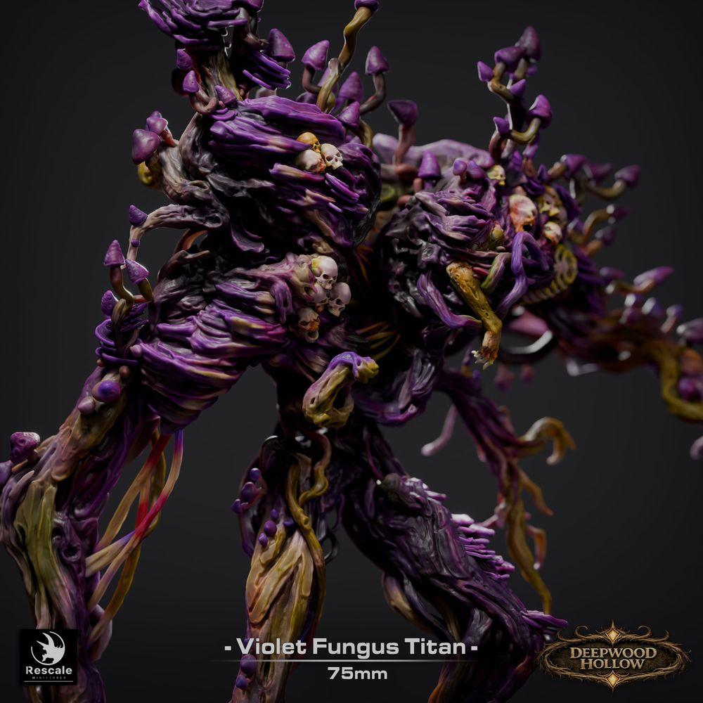 Foto do produto Tabletop 28mm Lord of the Print (LotP) 1: Figura de Fantasia: Titan Fungus Violeta - Colosso de Cogumelo Violeta, Titan de Esporos, Golem de Planta, Monstro de Horror Florestal Boss (26_03_E1)
