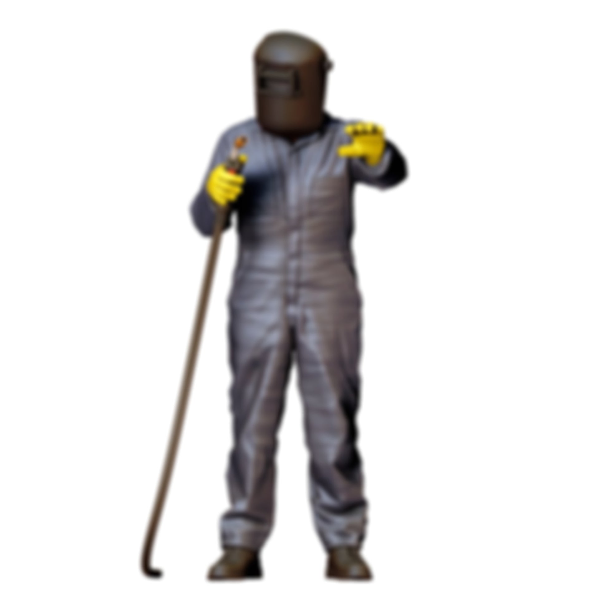 3DP Miniatures 0: Stehende Figur: Schweißer in Vollschutzanzug mit Schweißhelm & Schlauchgerät (Ref. Nr. 480)