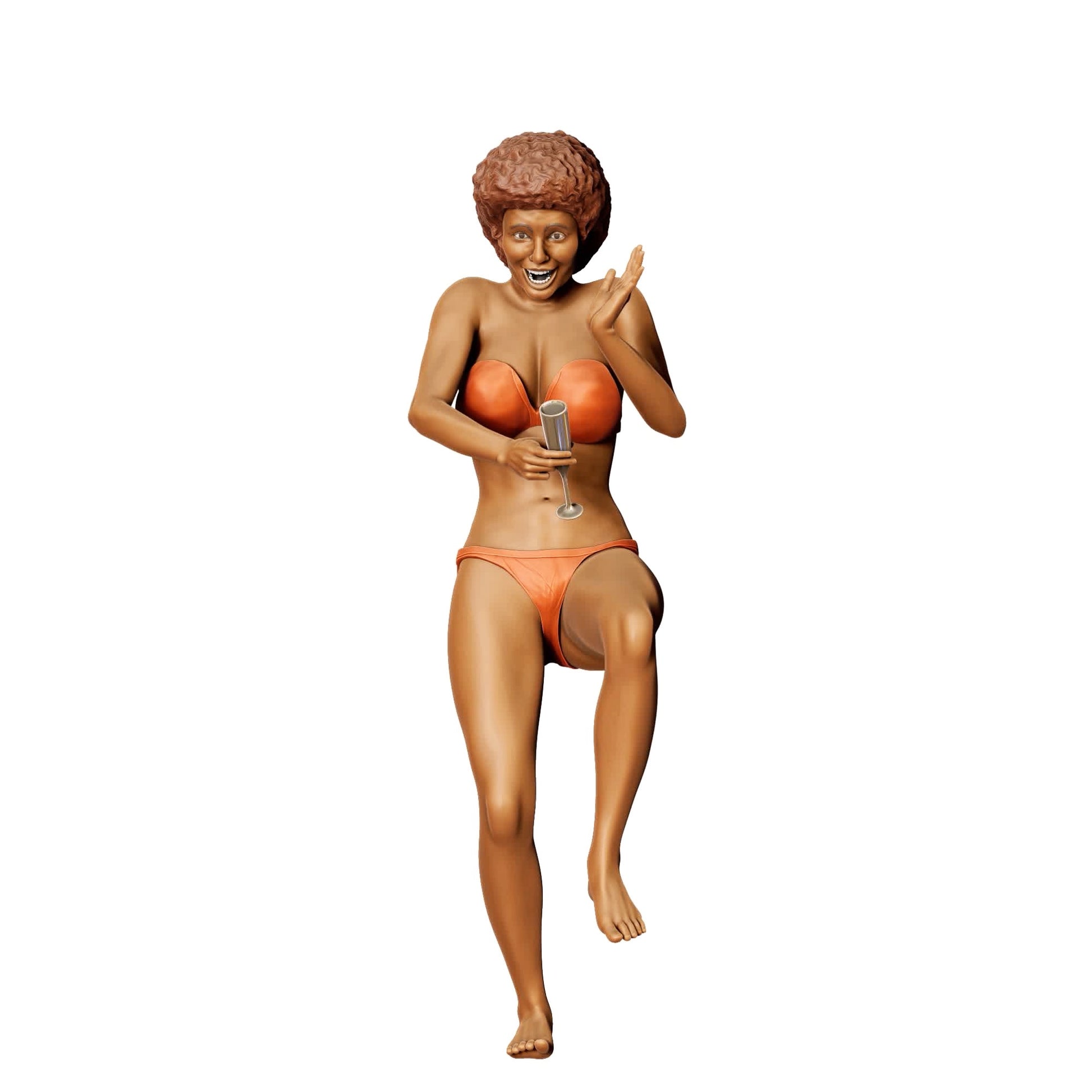 Diorama Modellbau Produktfoto 0: Pool Party Gäste - Frau im Bikini mit Sektglas (Ref. Nr. 324)