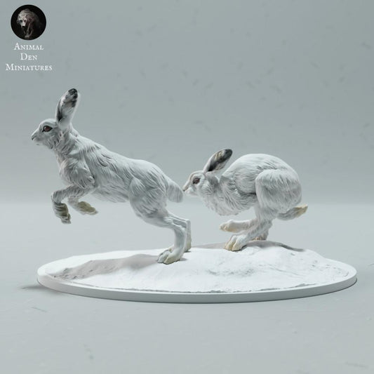 Φωτογραφία προϊόντος ζωικής φιγούρας Animal Den Miniatures 0: Πολική ζωική φιγούρα: Λαγοί του χιονιού - τρέχουν (23_01_16)