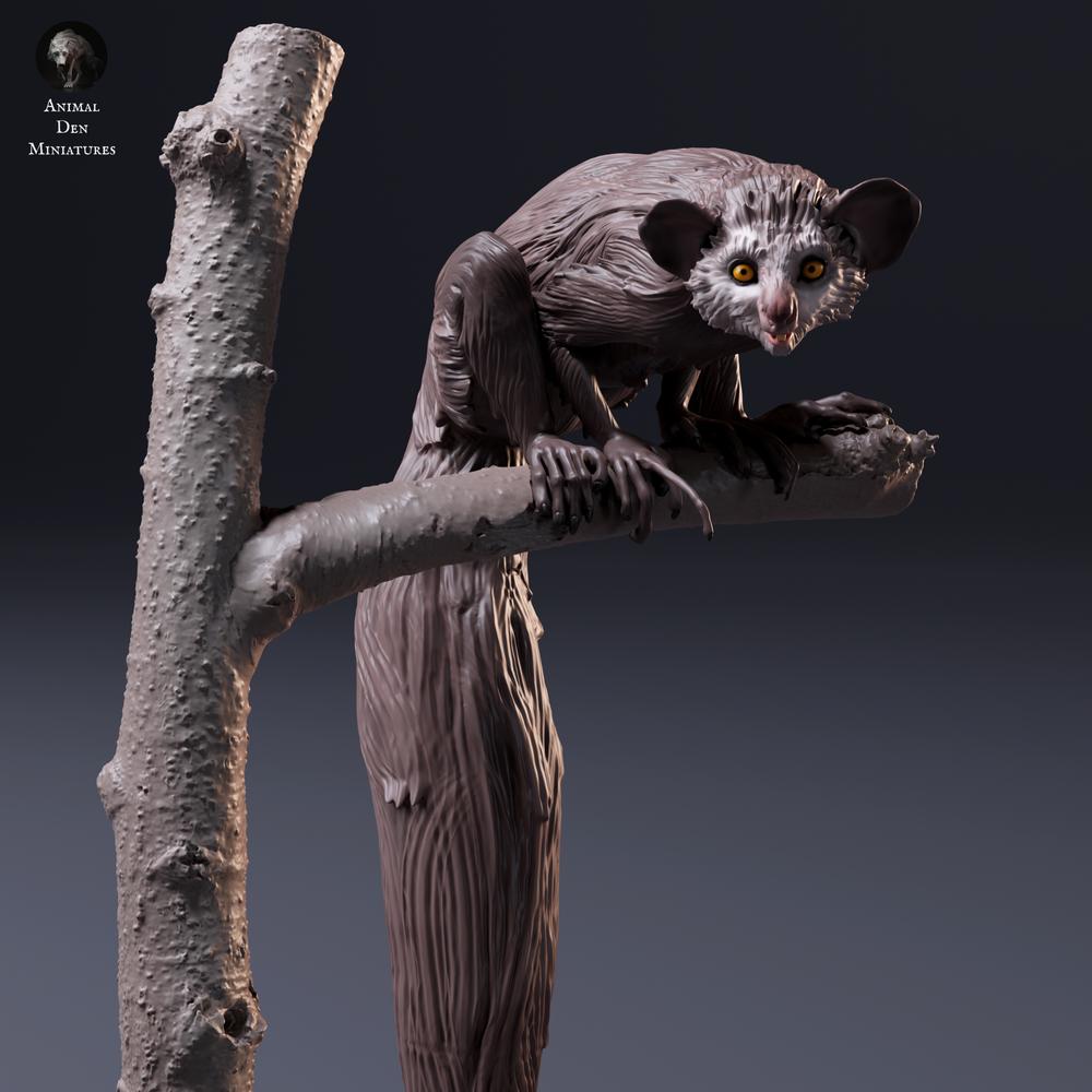 Φωτογραφία προϊόντος φιγούρας ζώου Animal Den Miniatures 6: Φιγούρα άγριου ζώου: Αϊ-αϊ - καθισμένο πάνω σε δέντρο (26_10_05)