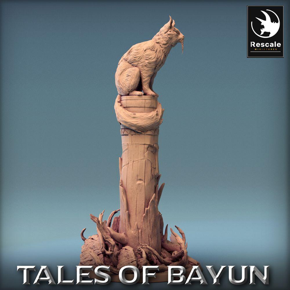 Produktfoto Tabletop 28mm Lord of the Print (LotP) 0: Fantasy Figur: Bayun-Cat, Wächterkatze, Geisterkatze, Totemtier, Vertrauter, Schreinwächter auf Säule (24_01_Q)