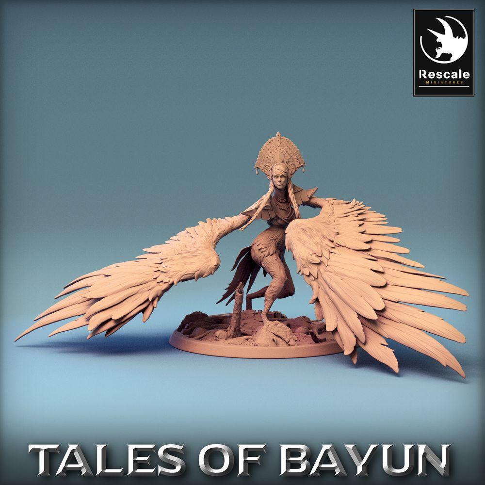 Produktfoto Tabletop 28mm Lord of the Print (LotP) 0: Fantasy Figur: Harpyie Miniatur / Harpy, geflügeltes Monster, Schwingenkriegerin (24_01_I3)