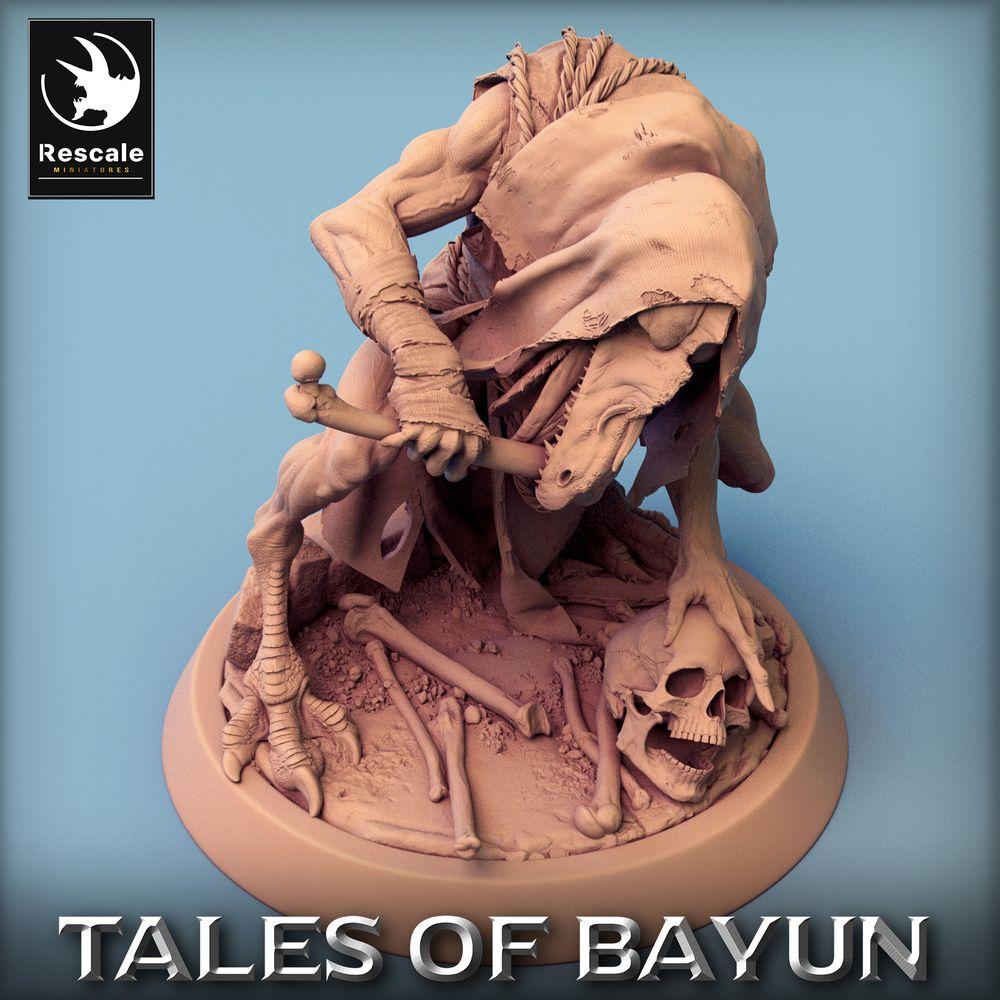 Produktfoto Tabletop 28mm Lord of the Print (LotP) 0: Tabletop Miniatur: Raben-Schamane / Krähenpriester - Vogelmensch-Nekromant mit Ritualstab, Dark Fantasy Kultist (Kikimora Ghoul-Eater) (24_01_E2)