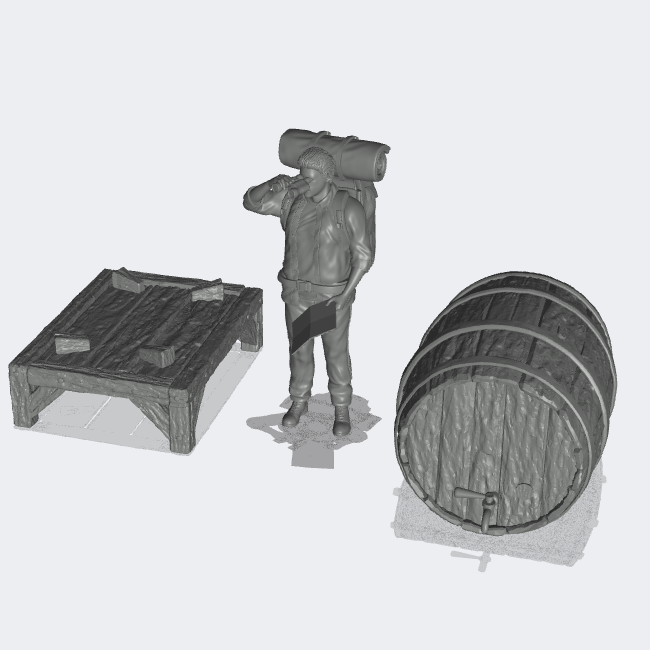 Produktfoto Miniatur Möbel, Einrichtung Diorama und Modellbau  0: Lagern und Aufbewahren: Bierfass mit Holztisch